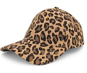 styleBREAKER Women's Leopard Print Baseball Cap, Adjustable Cotton 6-Panel Basecap, Curved Visor, Breathable, Colour:Brown