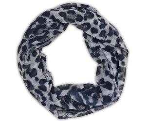 styleBREAKER Women's Leopard Print Loop Scarf | Lightweight Viscose Neck Scarf for Spring and Summer | Soft and Airy Fashion Accessory, Colour:Grey-Black