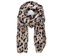 styleBREAKER Womens Leopard Print Metallic Scarf,Beige-Black