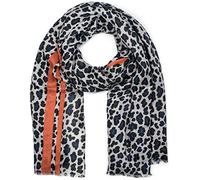 styleBREAKER Womens Leopard Print Viscose Scarf,Blue-Orange
