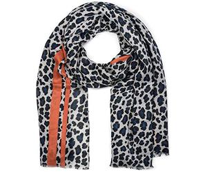 styleBREAKER Womens Leopard Print Viscose Scarf,Blue-Orange