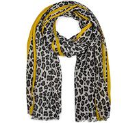 styleBREAKER Womens Leopard Print Viscose Scarf,Grey-Yellow