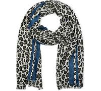 styleBREAKER Womens Leopard Print Viscose Scarf,Olive-Blue