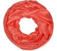 styleBREAKER Women's lightweight and silky loop scarf in solid colors, a simple summer tubular scarf in a single color 01017063, Colour:Coral