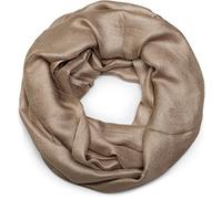 styleBREAKER Women's lightweight and silky loop scarf in solid colors, a simple summer tubular scarf in a single color 01017063, Colour:Khaki