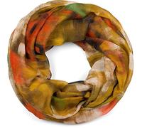 styleBREAKER Womens Loop Scarf Brushstroke Pattern,Curry-Red-Green