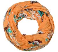 styleBREAKER Womens Loop Scarf Butterfly Floral Print 85x85cm,Orange