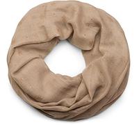 styleBREAKER Womens Loop Scarf Snowflake Glitter Print 69x91cm,Beige