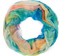 styleBREAKER Womens Loop Scarf Watercolor Gradient,Blue-Green-Orange