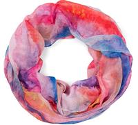 styleBREAKER Womens Loop Scarf Watercolor Gradient,Orange-red-blue