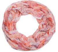 styleBREAKER Women's Loop Scarf with Colorful Feather Pattern, Lightweight Summery Boho Infinity Scarf Multicolored 01016239, Colour:Orange-Red