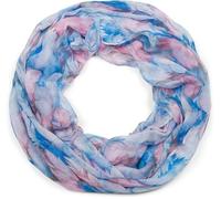 styleBREAKER Women's Loop Scarf with Colorful Feather Pattern, Lightweight Summery Boho Infinity Scarf Multicolored 01016239, Colour:Blue-Rose