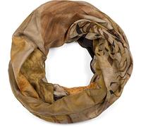 styleBREAKER Women's Loop Scarf with Deer Print and Geometric Design, Multicolored Tube Scarf, Shawl 01017131, Colour:Brown-Beige