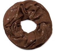 styleBREAKER Women's Loop Scarf with Metallic Star Print | Glitter Infinity Scarf approx. 89 x 75 cm | Lightweight for Spring & Autumn, Red Brown