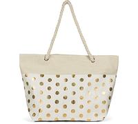 styleBREAKER Womens Metallic Polka Dot Beach Bag | 56x38x17 cm zip main compartment, 84 cm comfortable cord handles, incl. small side pocket for mobile phones.