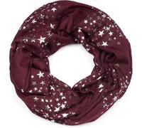 styleBREAKER Womens Metallic Star Loop Scarf 89x75cm,Wine Red