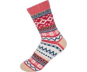 styleBREAKER Women's Norwegian socks with wintery Norwegian pattern, warm knitted socks, One Size 37-41, 1 pair 08030016, Colour:Coral-Beige
