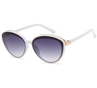 styleBREAKER Women's Oval Sunglasses with Filigree Plastic Frame and Metal Detail, Polycarbonate Lenses 09020144, Colour:White Frame/Grey Gradient Glass
