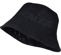 styleBREAKER Womens Paper Straw Bucket Hat,Black