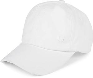 styleBREAKER Womens Ponytail Baseball Cap in Destroyed Cotton,White