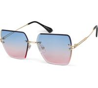 styleBREAKER Womens Rimless Square Sunglasses Diamond Cut | Polycarbonate lenses, gradient tint (cat. 1-3). Slim metal temples, silicone nose pads. 134 mm. In ase.