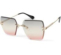 styleBREAKER Womens Rimless Square Sunglasses Diamond Cut | Polycarbonate lenses, gradient tint (cat. 1-3). Slim metal temples, silicone nose pads. 134 mm. In ase.