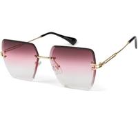 styleBREAKER Womens Rimless Square Sunglasses Diamond Cut | Polycarbonate lenses, gradient tint (cat. 1-3). Slim metal temples, silicone nose pads. 134 mm. In ase.