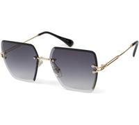 styleBREAKER Womens Rimless Square Sunglasses Diamond Cut | Polycarbonate lenses, gradient tint (cat. 1-3). Slim metal temples, silicone nose pads. 134 mm. In ase.