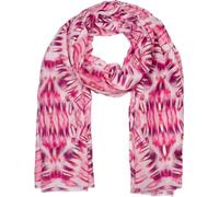styleBREAKER Women's Scarf Batik Shibori Pattern with Metallic Stripes, Lightweight Ethnic Cloth with Short Fringes 01016228, Colour:Coral-Pink