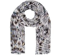 styleBREAKER Women's Scarf Batik Shibori Pattern with Metallic Stripes, Lightweight Ethnic Cloth with Short Fringes 01016228, Colour:Grey-Black