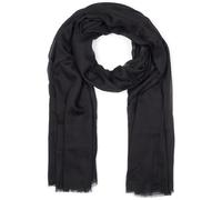 styleBREAKER women's scarf light & transparent with short fringes | solid-colored neck scarf for spring and summer | soft large shoulder scarf 188 x 100 cm, Black