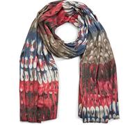 styleBREAKER Womens Scarf,Scale Pattern, Fringe, Brown-Red-Blue