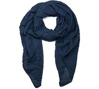 styleBREAKER Women's Scarf Solid Color with Fine Crinkled Surface, Lightweight Fabric, Pleated, Pleats 01016107, Colour:Dark Blue