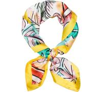 styleBREAKER women's scarf with palm leaf flower pattern in pop art style, square scarf, colorful square scarf, headscarf 01016237, Colour:Yellow