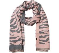 styleBREAKER Women's scarf with zebra animal print pattern, warm animal print scarf with fringes, reversible style 01017158, Colour:Rose-Grey