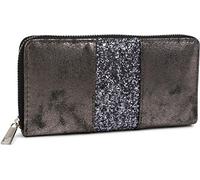styleBREAKER Womens Sequin Stripe Wallet 19x9.,Antique-Anthracite | Zip-around wallet, 8 card slots, 3 bill compartments, coin pocket. Soft feel with glitter detail.