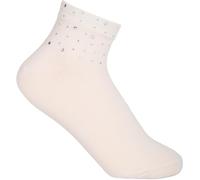 styleBREAKER Women's socks with rhinestone application at the cuff, size 35-41 EU / 5-9 US / 4-7 UK, socks with rhinestones 08030014, Colour:Beige