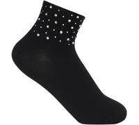 styleBREAKER Women's socks with rhinestone application at the cuff, size 35-41 EU / 5-9 US / 4-7 UK, socks with rhinestones 08030014, Colour:Black