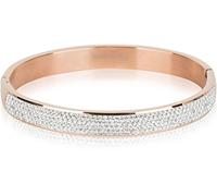 styleBREAKER Womens Stainless Steel Rhinestone Bangle,Rose Gold | 7mm wide, 2mm thick. Half-set with glass stones. Glossy finish. Elegant jewelry, sturdy metal.