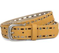 styleBREAKER Womens Studded Cutout Belt with Rhinestones | 3.5 cm Faux Leather Belt, Oval Laser-Cut Edges, Adjustable Length, Pin Buckle