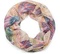 styleBREAKER Womens Summer Loop Scarf Leaf Print,Yellow-Rose
