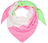 styleBREAKER Womens Tricolor Muslin Triangle Scarf,Neon pink-Neon green-Whi