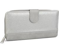 styleBREAKER Women's Wallet in 2-Tone Metallic Look with Zipper and Snap Button - Spacious Purse with Plenty of Storage 02040082, Colour:Light Grey/Silver