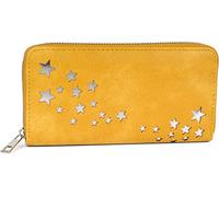 styleBREAKER Women's Wallet with Metallic Star Cut-Outs, Zippered Purse, Colour:Curry