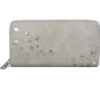 styleBREAKER Women's Wallet with Metallic Star Cut-Outs, Zippered Purse, Colour:Light-Grey