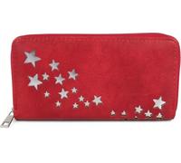 styleBREAKER Women's Wallet with Metallic Star Cut-Outs, Zippered Purse, Colour:Red
