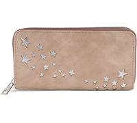 styleBREAKER Women's Wallet with Metallic Star Cut-Outs, Zippered Purse, Colour:Taupe