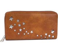 styleBREAKER Womens Wallet with Star Cutouts,Cognac