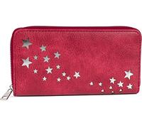 styleBREAKER Womens Wallet with Star Cutouts,Wine Red