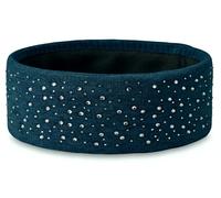 styleBREAKER Women's Winter Headband with Rhinestones and Fleece Lining Warm Elastic Fine Knit Headband Lined Glitter Headband for Cold Days, Colour: Petrol Blue